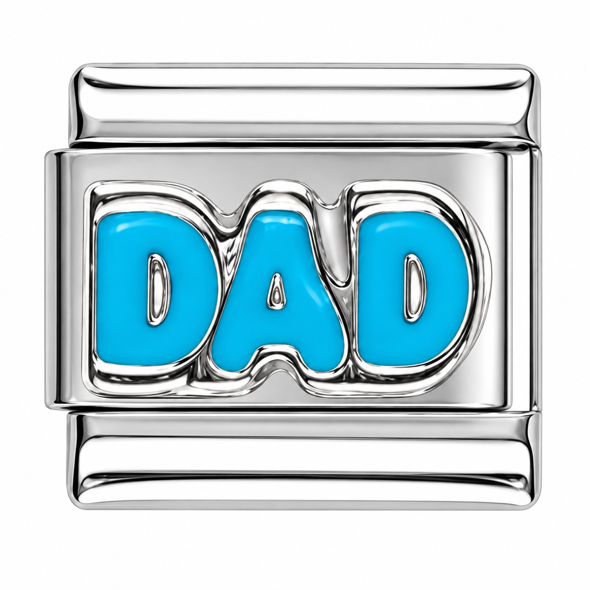 Blue DAD Silver Italian Charm