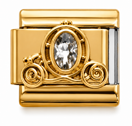 Crystal Carriage Gold Italian Charm