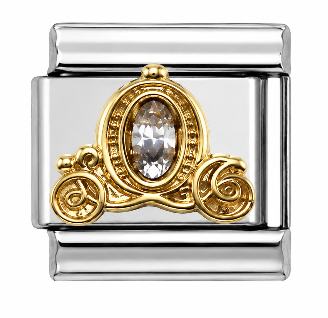 Crystal Carriage Silver Italian Charm