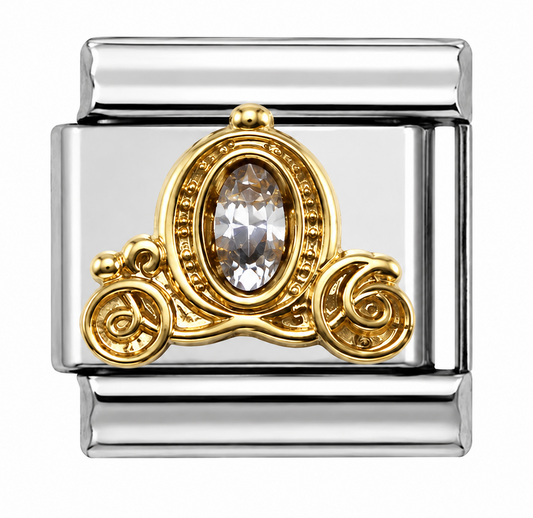 Crystal Carriage Silver Italian Charm