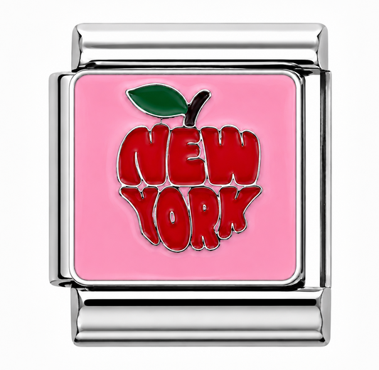 New York Apple Silver Italian Charm