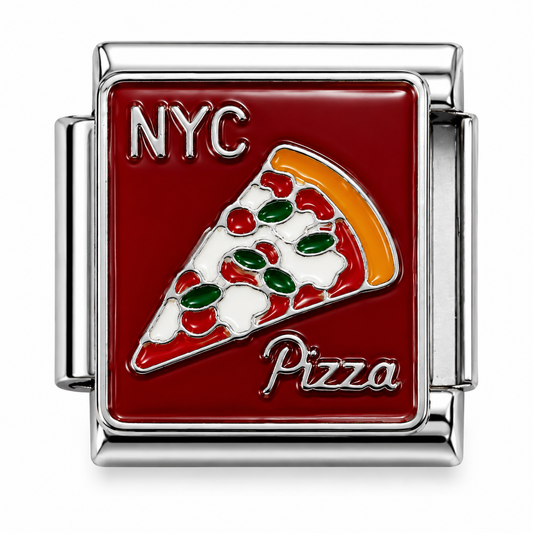 NYC Pizza Silver Italian Charm