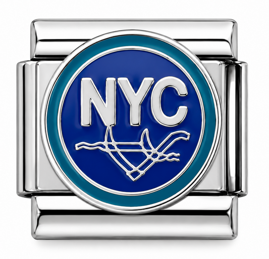 NYC City Map Silver Italian Charm
