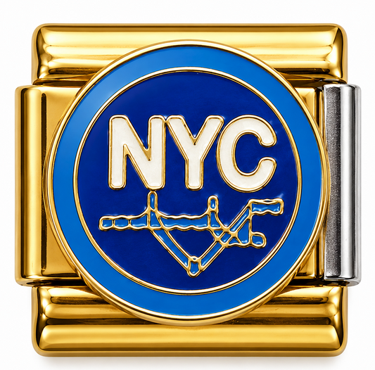 NYC City Map Gold Italian Charm