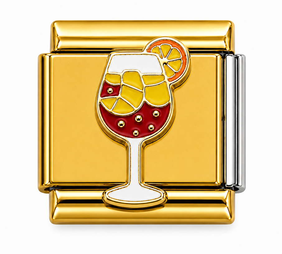 Citrus Cocktail Gold Italian Charm