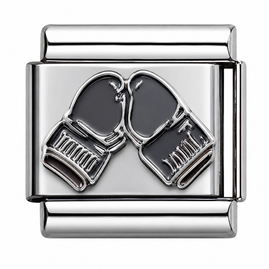 Boxing Gloves Silver Italian Charm