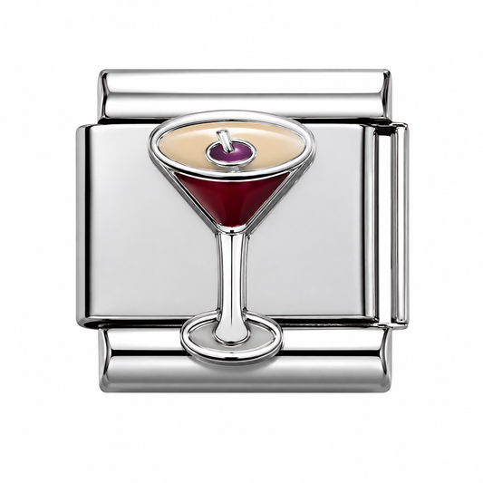 Martini Cocktail Silver Italian Charm