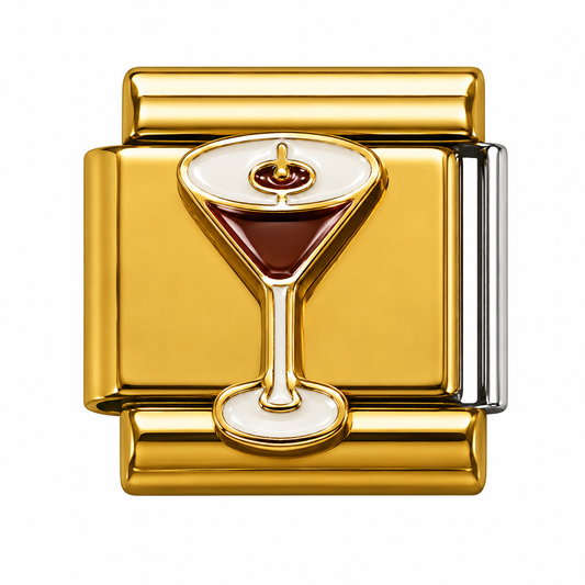 Martini Cocktail Gold Italian Charm