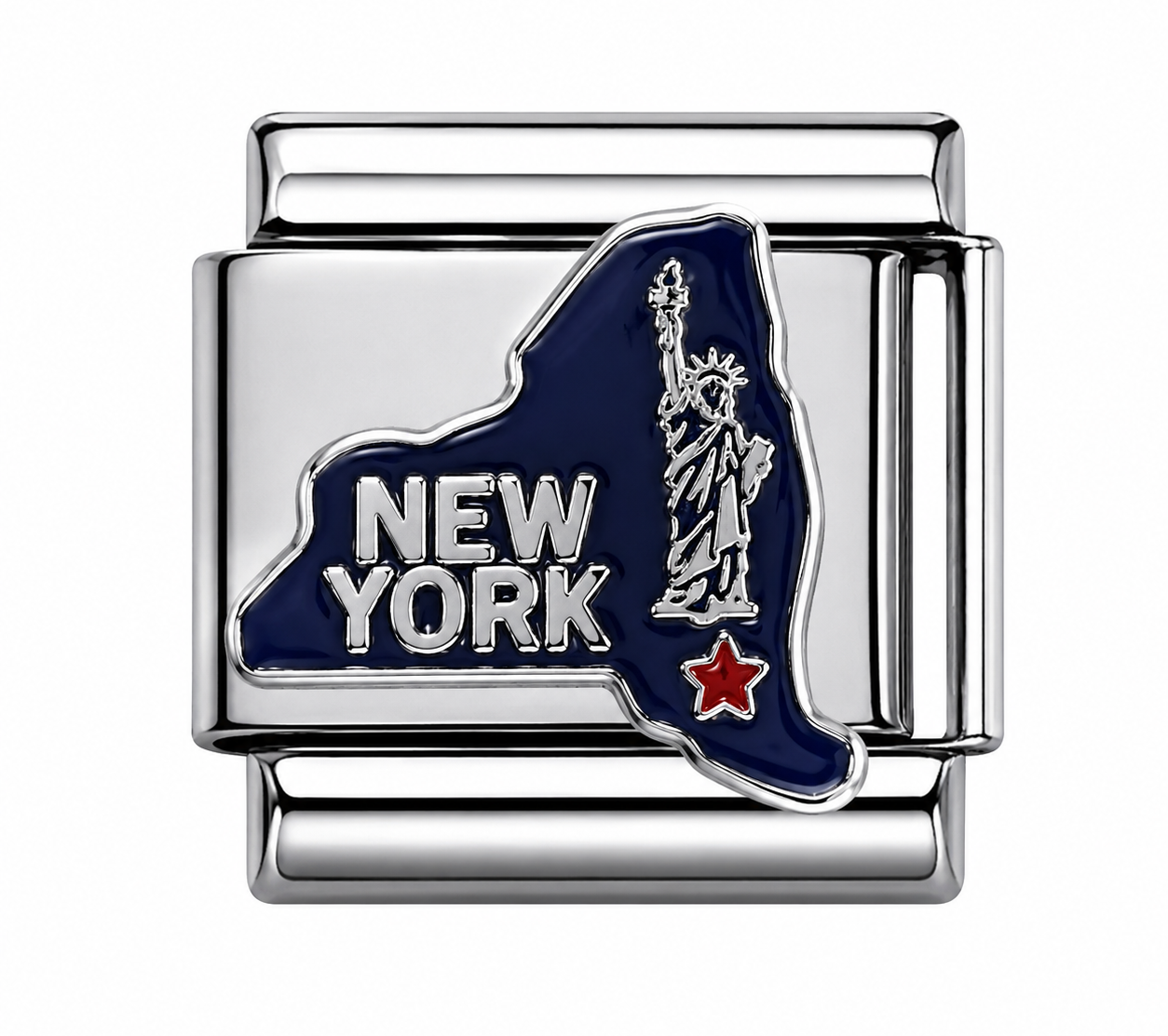 New York State Statue of Liberty Silver Italian Charm