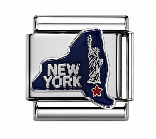 New York State Statue of Liberty Silver Italian Charm