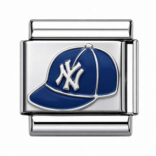 New York Baseball Cap Silver Italian Charm
