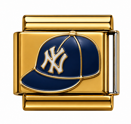 New York Baseball Cap Gold Italian Charm