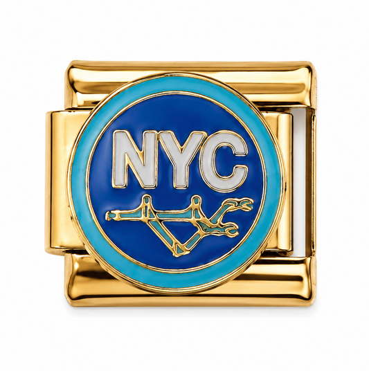 NYC City Map Gold Italian Charm