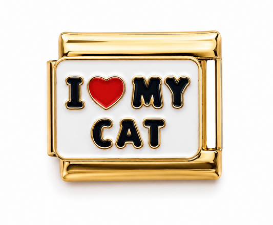 I ❤️ My Cat Gold Italian Charm