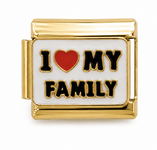 I ❤️ My Family Gold Italian Charm