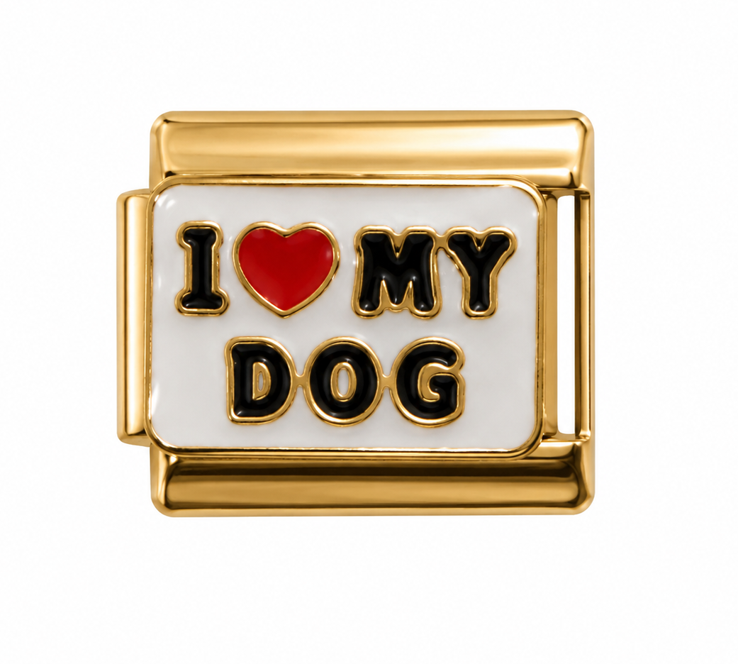 I Love ❤️ My Dog Gold Italian Charm