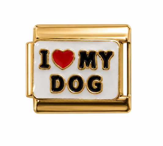 I ❤️ My Dog Gold Italian Charm