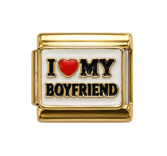 I ❤️ My Boyfriend Gold Italian Charm