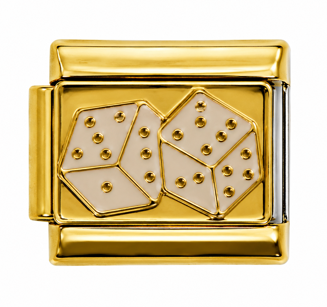 Lucky Dice Gold Italian Charm