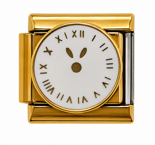 Roman Numeral Clock Gold Italian Charm