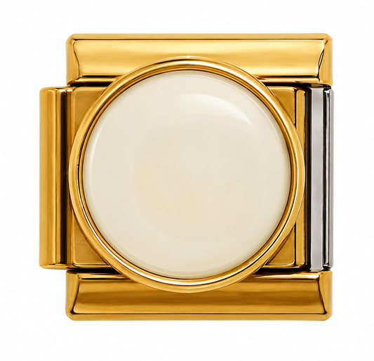 Blank Round White Gold Italian Charm