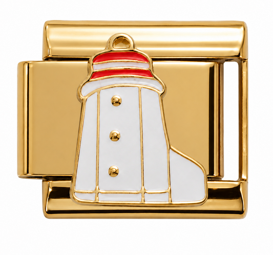 Red and White Lighthouse Gold Italian Charm