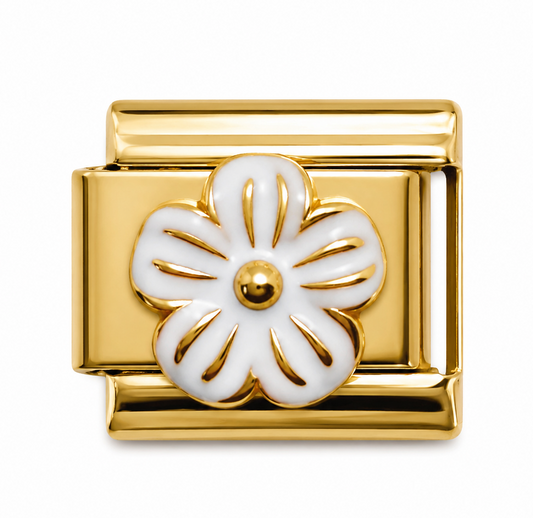 White Blossom Gold Italian Charm