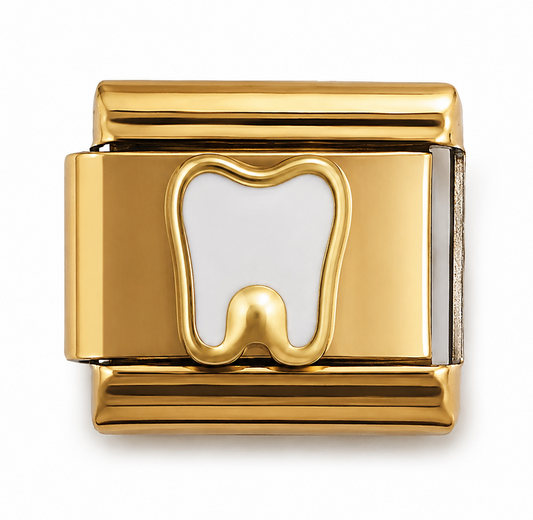 White Tooth Gold Italian Charm