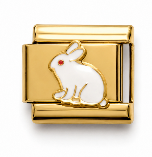 White Rabbit Gold Italian Charm