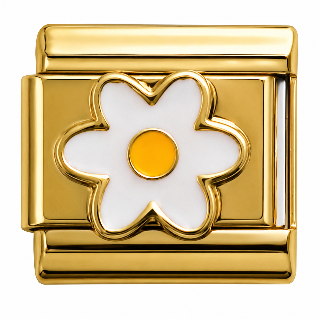 White Daisy Gold Italian Charm