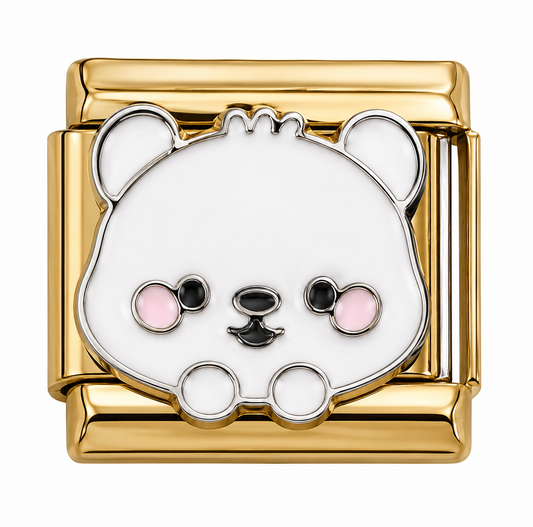 Cute White Bear Gold Italian Charm