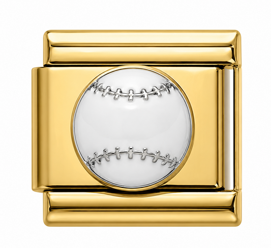 White Baseball Gold Italian Charm