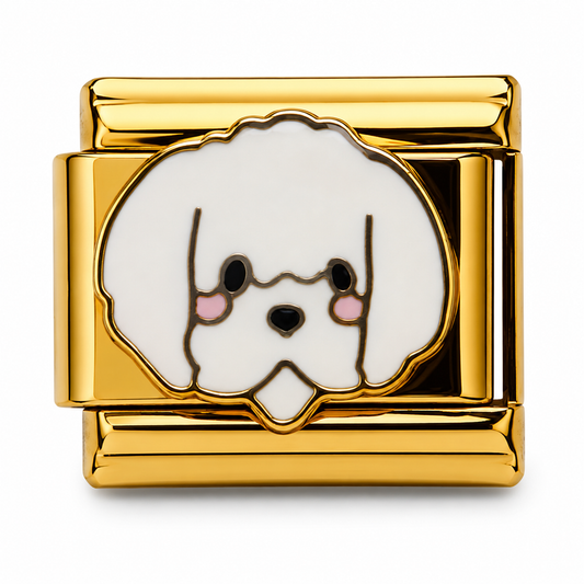 Cute White Dog Gold Italian Charm