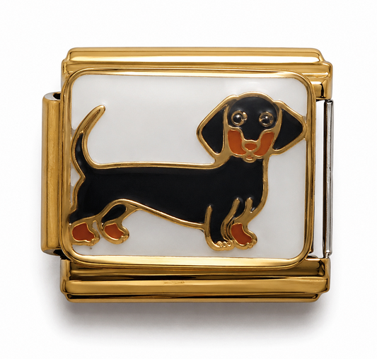Black Dachshund Gold Italian Charm
