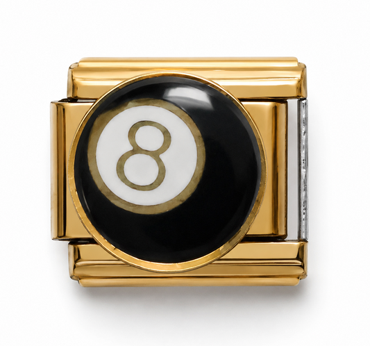 Eight Ball Gold Italian Charm