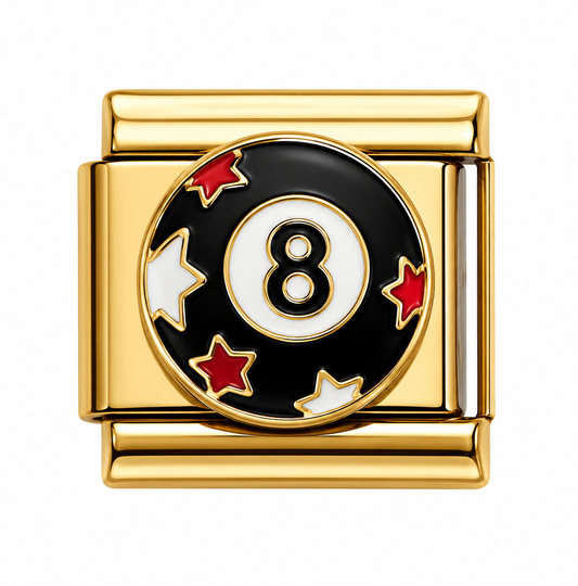 Starry Eight Ball Gold Italian Charm