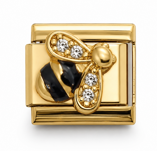 Crystal Wing Bumblebee Gold Italian Charm