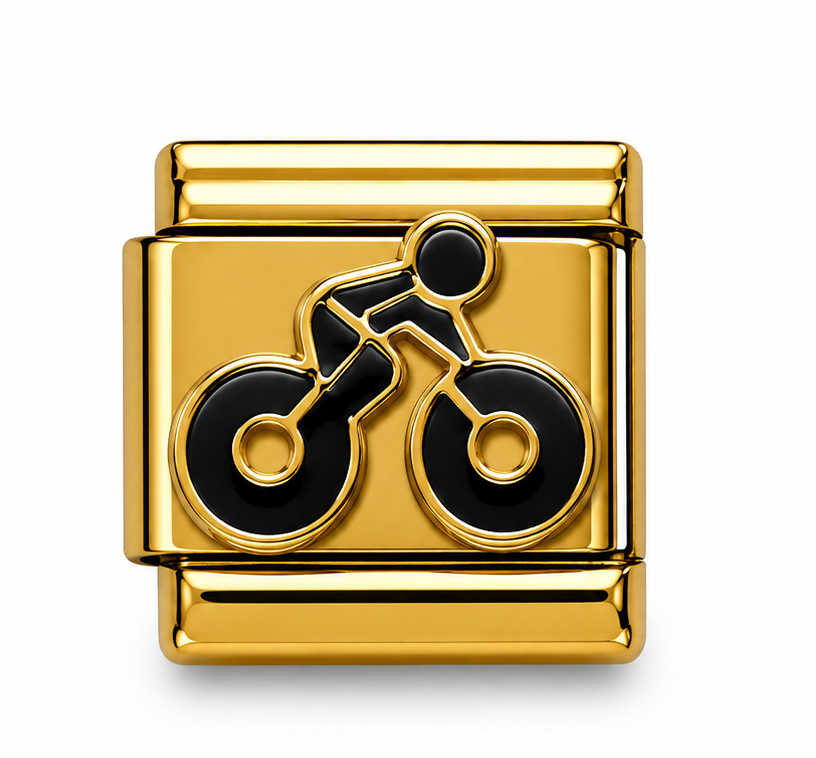 Cyclist Bicycle Gold Italian Charm