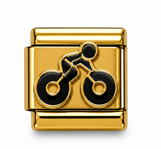 Cyclist Bicycle Gold Italian Charm