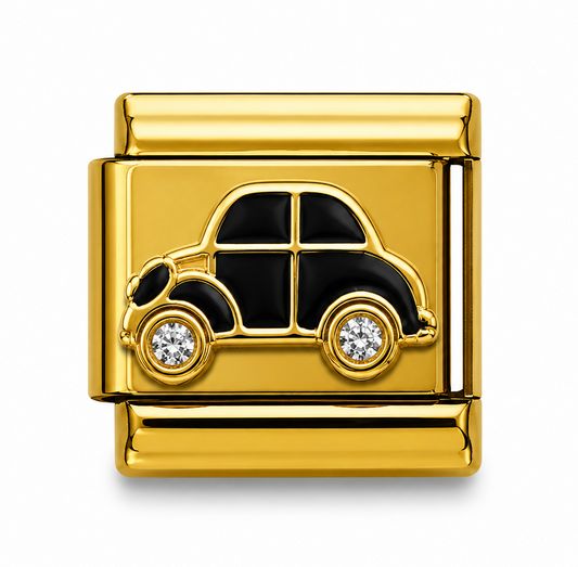 Crystal Wheel Vintage Car Gold Italian Charm