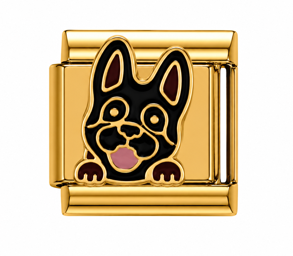Black German Shepherd Puppy Gold Italian Charm
