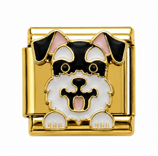 Black and White Schnauzer Gold Italian Charm