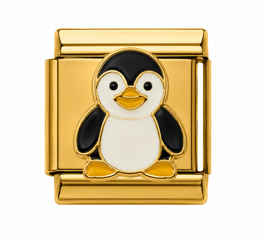 Cute Penguin Gold Italian Charm