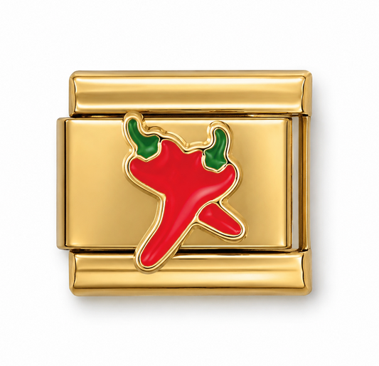 Red Chilli Peppers Gold Italian Charm