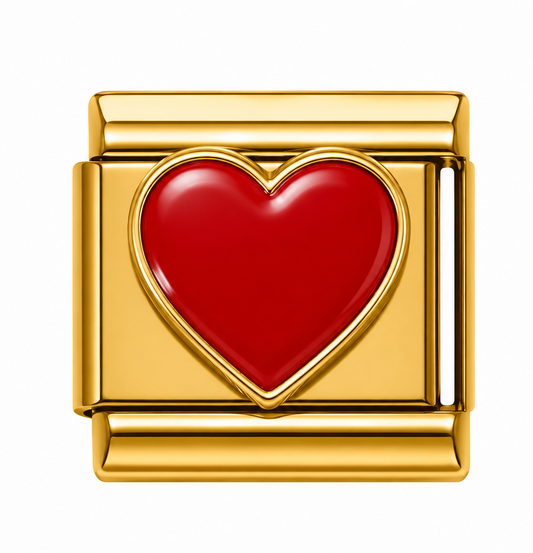Red Heart ❤️ Gold Italian Charm