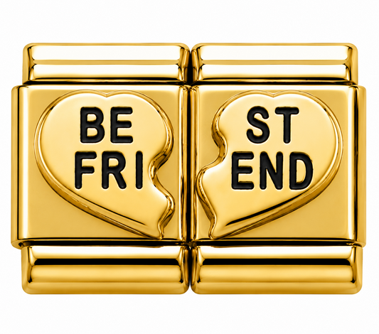 Best Friend Split Heart Gold Italian Charm Set
