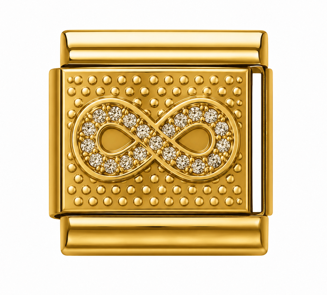 Crystal Infinity Gold Italian Charm