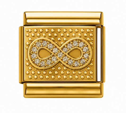 Crystal Infinity Gold Italian Charm
