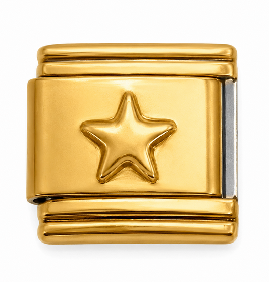 Embossed Star Gold Italian Charm