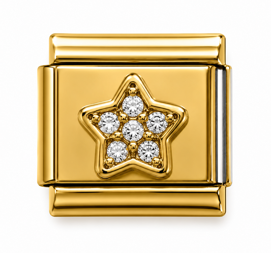 Crystal Star Gold Italian Charm